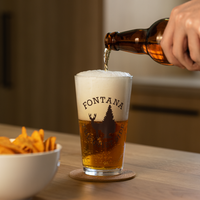 Fontana Wisconsin Beer Glass Funny Unique Deer Trees The Quiet Side Of The Lake- Groomsman Gift Idea for Him Married In Lake Geneva Geneva Lake-Beer Lover Glassware Wisconsin Wisco Wi Fontana Shaker pint glass