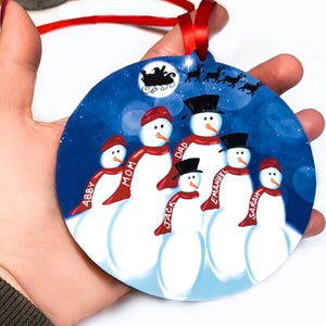Large Size Custom Family Ornament With Names, Popular Christmas Gift For Families, Personalized Customized Unique, Snowman Santa Kids Sleigh