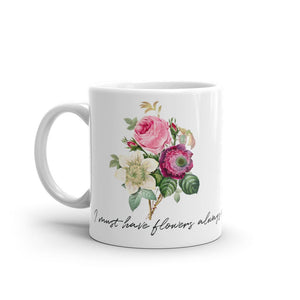 Claude Monet Quote Pierre Joseph Redoute Flowers Mug, Cut Flower Gardener Gift Idea, Botanical Illustration Art Artist, Garden And Coffee
