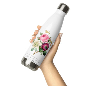 Claude Monet Flowers Quote Always And Always Stainless Steel Water Bottle, Cut Flower Farmer Gift, Redoute Roses Garden, Gardening Themed