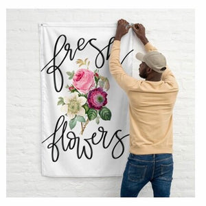 Fresh Cut Flower Cart Stand Sign Signage, Flower Farmer Open For Sale Sign Pretty With Flowers, Cottage Style Garden Floral Florist Flag