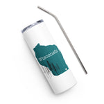 Geneva lake Area Map Wisconsin Stainless steel tumbler - Best Selling Gifts Teal Trees Forest Lake Geneva Wi Cup Water Bottle - Towns of Walworth Tourist Gift