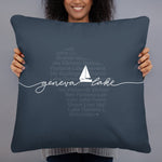 Blue sailboat Lake Geneva pillow Wisconsin towns Walworth County 
