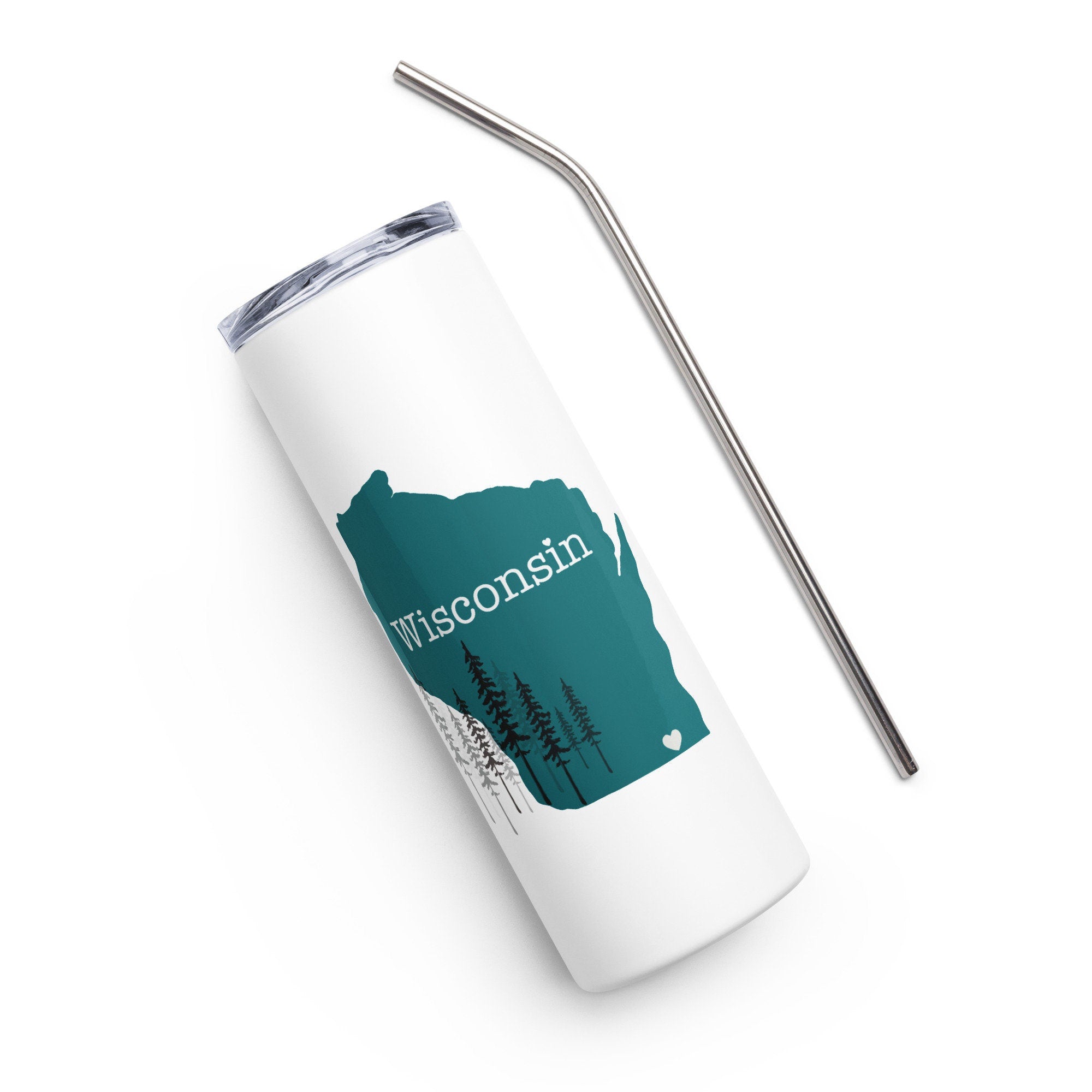 Geneva lake Area Map Wisconsin Stainless steel tumbler - Teal Trees Forest Lake Geneva Wi Cup Water Bottle - Towns of Walworth Tourist Gift
