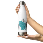 Geneva Lake Map Water Bottle Stainless Steel -Lake Geneva Area Towns Cities you are here Location - Williams bay Fontana Trees Lake Teal