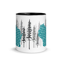 Geneva Lake Wisconsin Area Map Coffee Mug with Color Inside - You Are Here Lake Geneva Tree State Cup - Town of Fontana and Williams Bay Mug