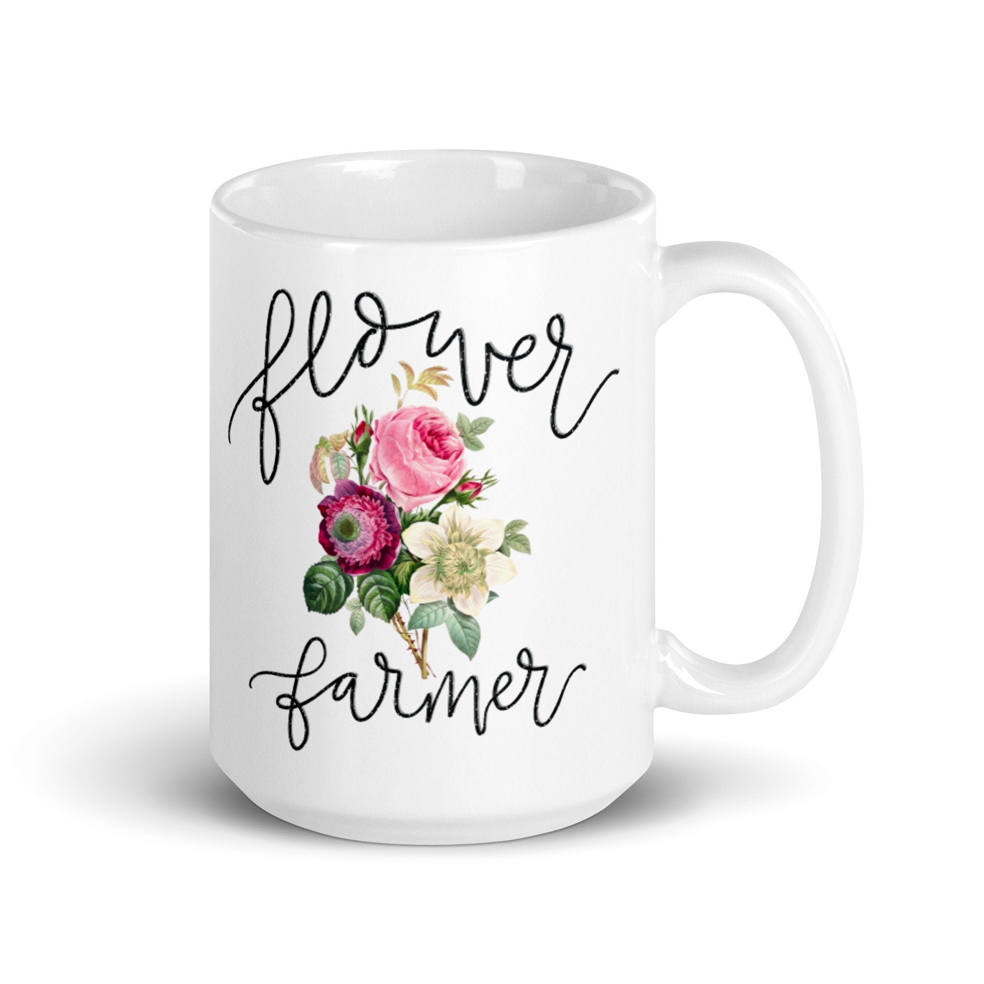 Flower Farmer Gift Idea Mug For Gardening Lover - Garden Themed Coffee Lover Present - Flower and Tea lover Redoute Artist  Bouquet gift